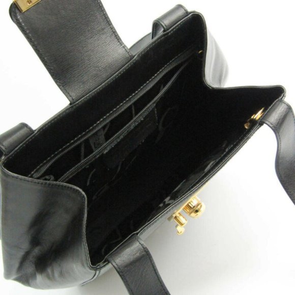 Salvatore Ferragamo DQ-21 5212 Gancini Black Bucket Leather Shoulder Bag dustbag - Picture 7 of 10